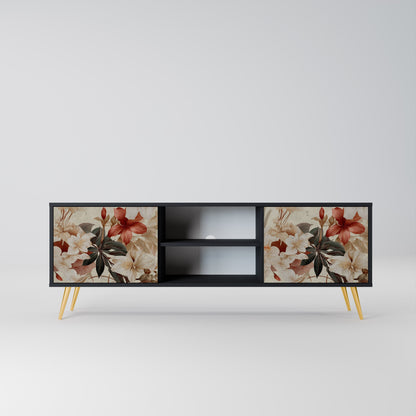 Mobile TV PETAL HARMONY a 2 ante in finitura nera