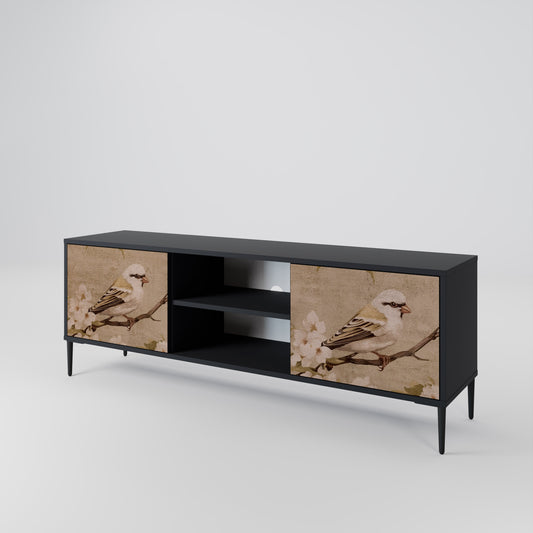 Mobile TV PETAL DISTINGUISH a 2 ante con finitura nera