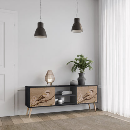 Mobile TV PETAL DISTINGUISH a 2 ante con finitura nera