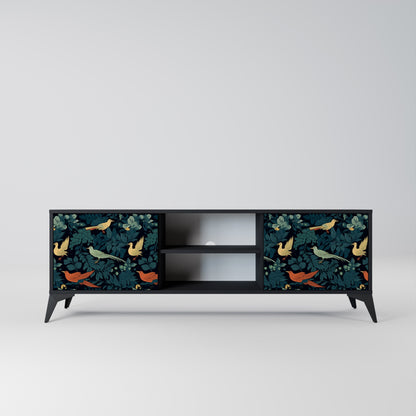 Mobile TV FOWL ORNAMENT a 2 ante con finitura nera