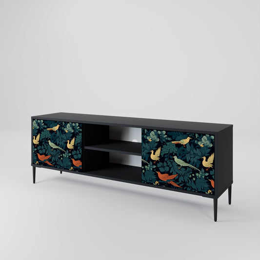 Mobile TV FOWL ORNAMENT a 2 ante con finitura nera