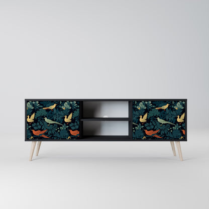 Mobile TV FOWL ORNAMENT a 2 ante con finitura nera