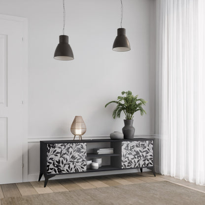 Mobile TV CHARCOAL SPROUT a 2 ante con finitura nera