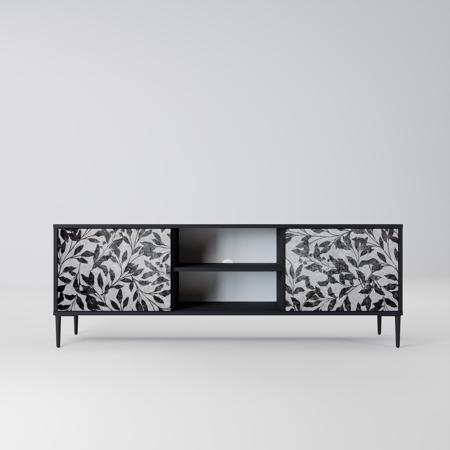 Mobile TV CHARCOAL SPROUT a 2 ante con finitura nera