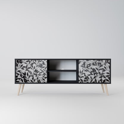 Mobile TV CHARCOAL SPROUT a 2 ante con finitura nera