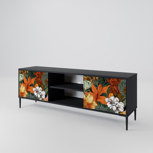 Mobile TV RADIANT FLORA a 2 ante in finitura nera