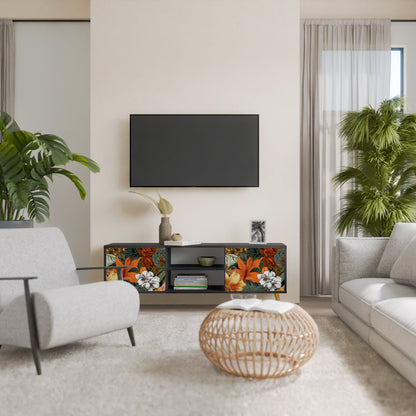 Mobile TV RADIANT FLORA a 2 ante in finitura nera