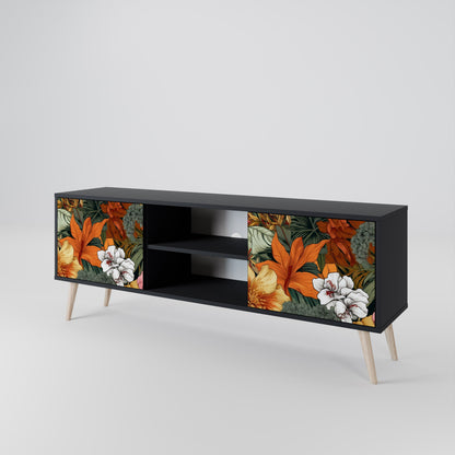 Mobile TV RADIANT FLORA a 2 ante in finitura nera