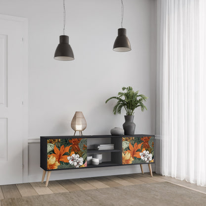 Mobile TV RADIANT FLORA a 2 ante in finitura nera