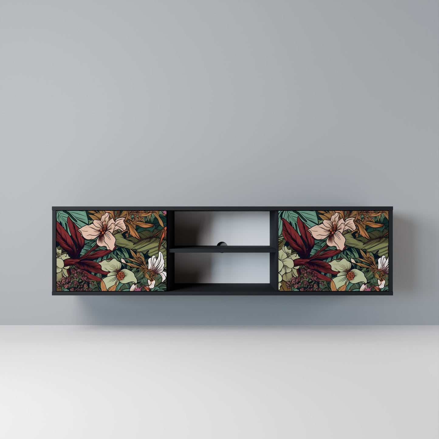 BOTANICAL EMERGENCE Mobile TV a 2 Ante in Finitura Nera
