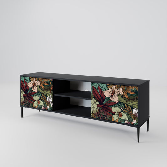 Mobile TV BOTANICAL EMERGENCE a 2 ante con finitura nera