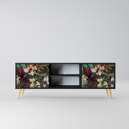 Mobile TV BOTANICAL EMERGENCE a 2 ante con finitura nera