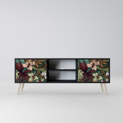 Mobile TV BOTANICAL EMERGENCE a 2 ante con finitura nera