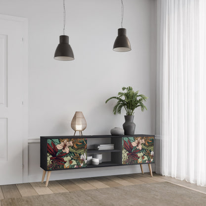 Mobile TV BOTANICAL EMERGENCE a 2 ante con finitura nera