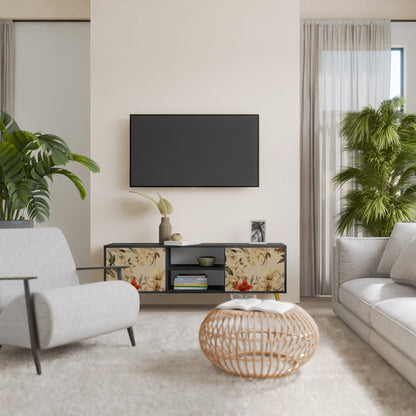 Mobile TV BLOOMING HARMONY a 2 ante con finitura nera