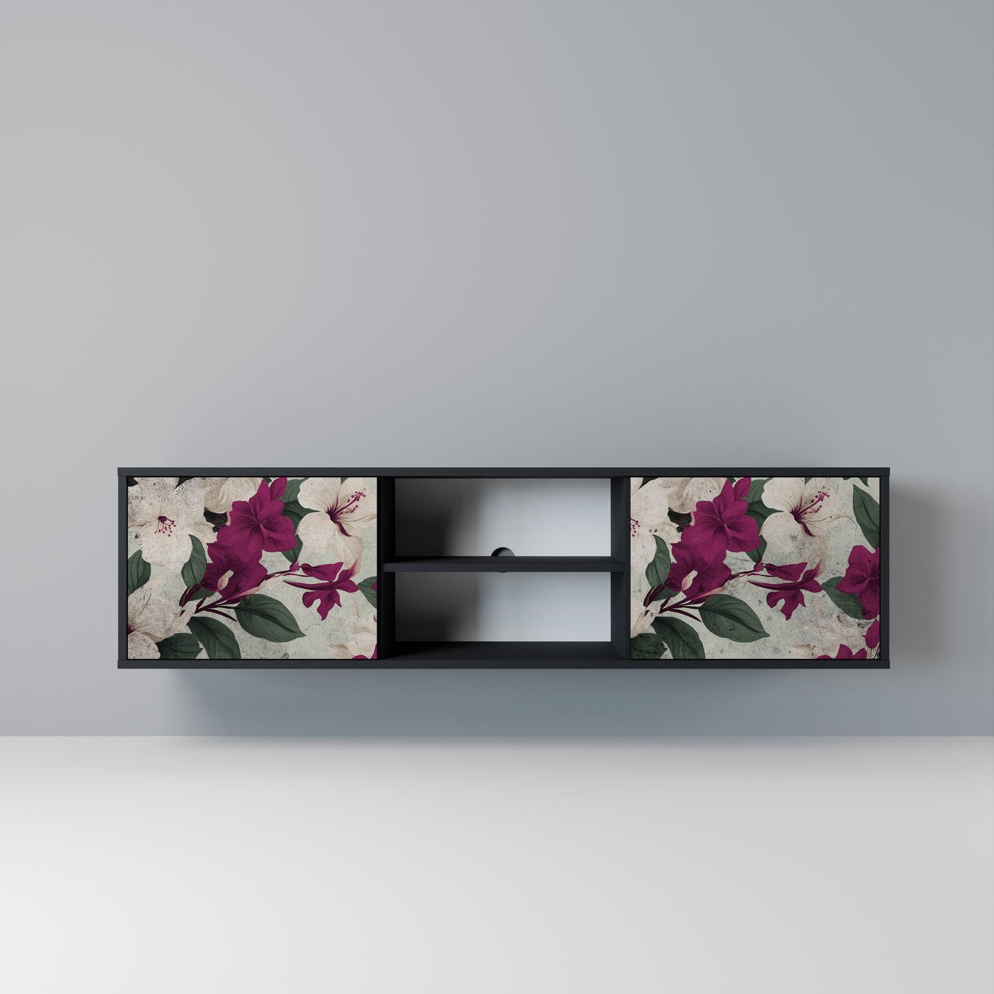 FLOWERET DREAM Mobile TV a 2 Ante in Finitura Nera