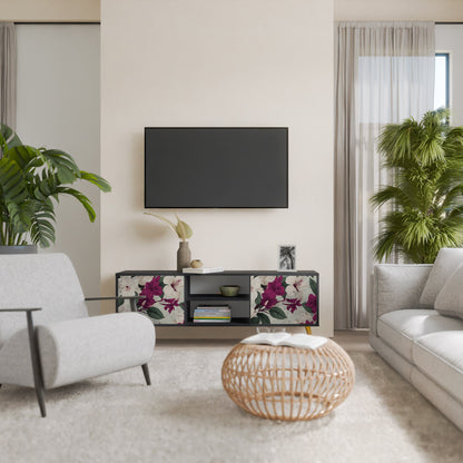 Mobile TV FLOWERET DREAM a 2 ante in finitura nera