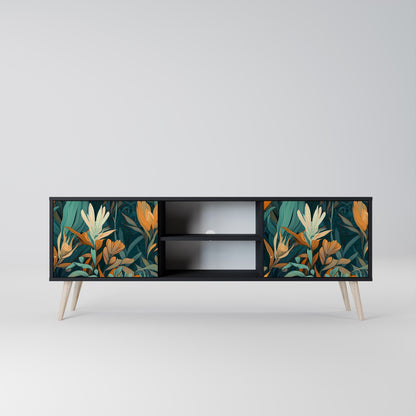 Mobile TV a 2 ante FLORAL SERENITY in finitura nera