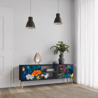 Mobile TV a 2 ante MIDNIGHT BLOSSOM in finitura nera