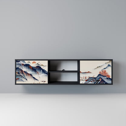 JAPANESE LANDSCAPE Mobile TV a 2 Ante in Finitura Nera