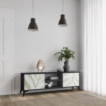 BOTANICAL SPARK 2-Door TV Stand in Black Finish