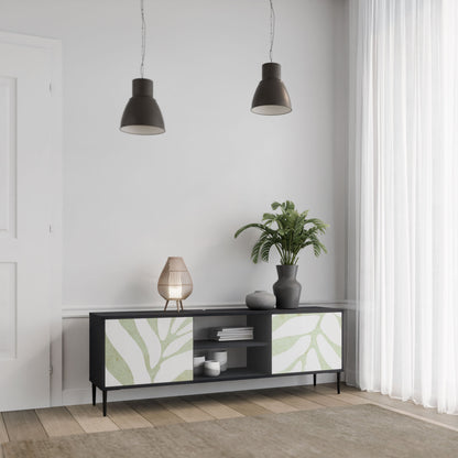BOTANICAL SPARK 2-Door TV Stand in Black Finish