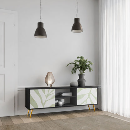 BOTANICAL SPARK 2-Door TV Stand in Black Finish