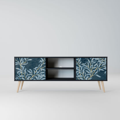 Porta TV BLUE LEAVES a 2 ante in finitura nera