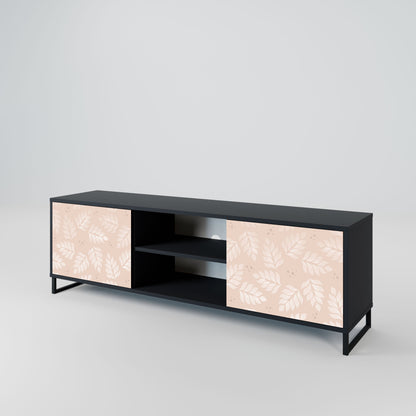 LEAVES ON BEIGE 2-Door TV Stand in Black Finish