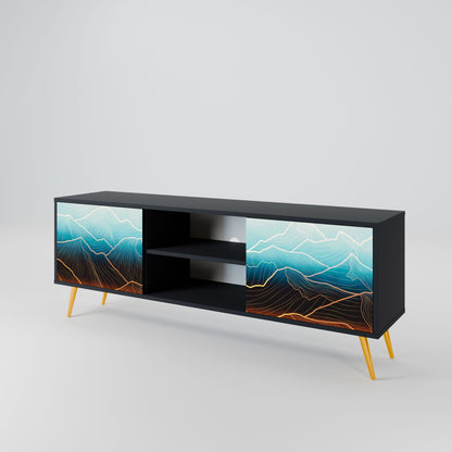 LUNAR SECRETS 2-Door TV Stand in Black Finish