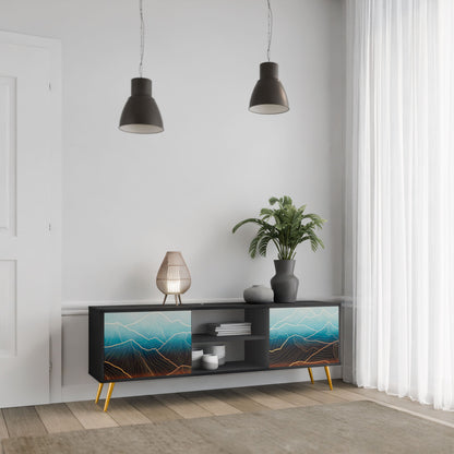 LUNAR SECRETS 2-Door TV Stand in Black Finish
