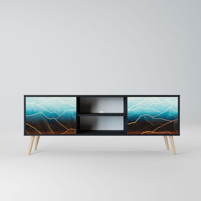LUNAR SECRETS 2-Door TV Stand in Black Finish