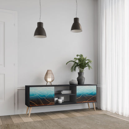 LUNAR SECRETS 2-Door TV Stand in Black Finish