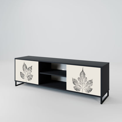 LEAFY STAMPS 2-Door TV Stand in Black Finish