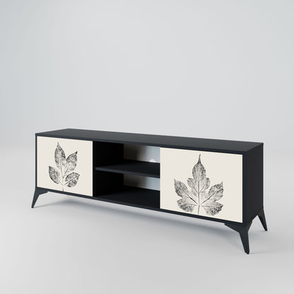 LEAFY STAMPS 2-Door TV Stand in Black Finish