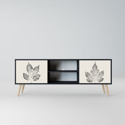 LEAFY STAMPS 2-Door TV Stand in Black Finish