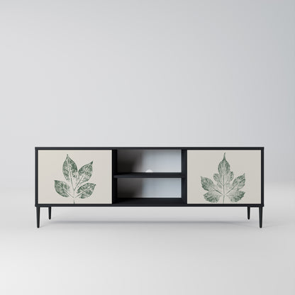 Porta TV a 2 ante GREEN LEAFY STAMPS con finitura nera