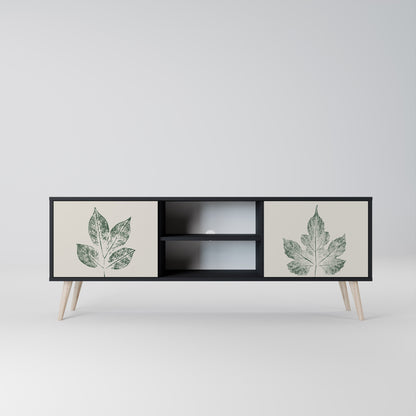Porta TV a 2 ante GREEN LEAFY STAMPS con finitura nera