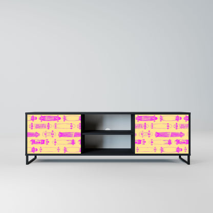 SKATEBOARD ARTISTRY 2-Door TV Stand in Black Finish