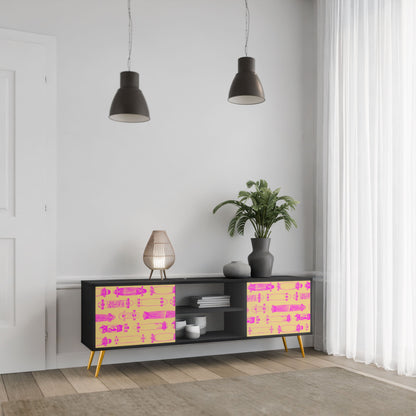 SKATEBOARD ARTISTRY 2-Door TV Stand in Black Finish