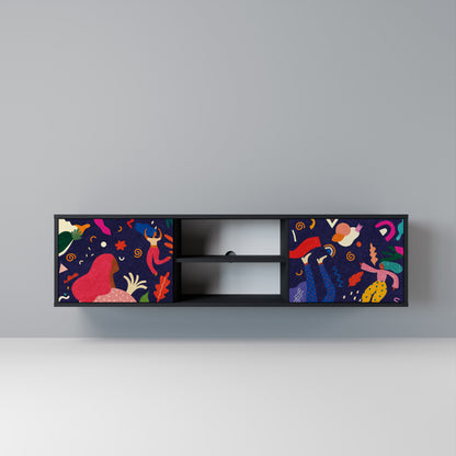 FESTIVE PLEASURES Mobile TV a 2 Ante in Finitura Nera