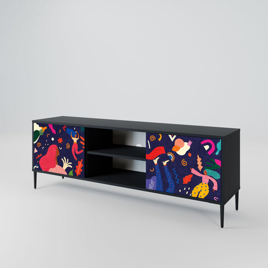 FESTIVE PLEASURES 2-Door TV Stand in Black Finish