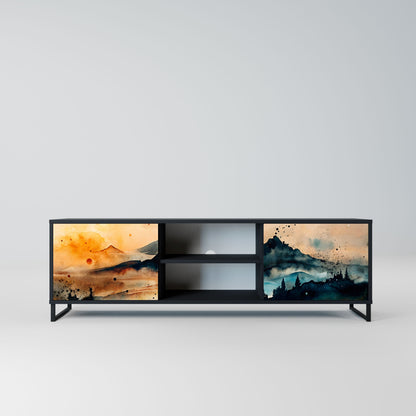 Mobile TV OMINOUS MOUNTAINS a 2 ante con finitura nera