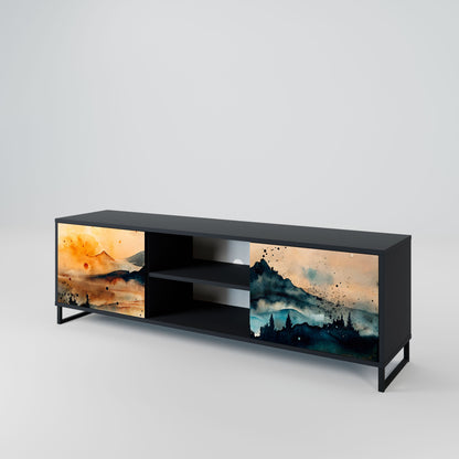 Mobile TV OMINOUS MOUNTAINS a 2 ante con finitura nera
