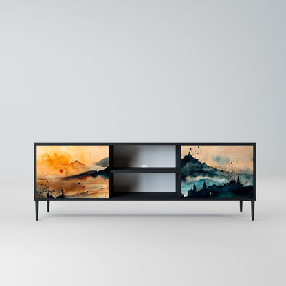 Mobile TV OMINOUS MOUNTAINS a 2 ante con finitura nera