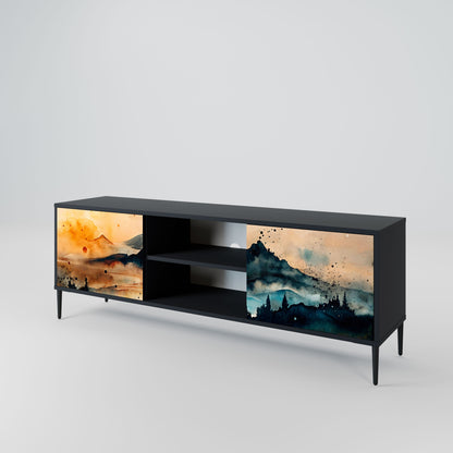 Mobile TV OMINOUS MOUNTAINS a 2 ante con finitura nera