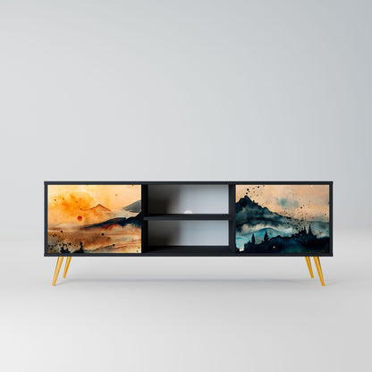 Mobile TV OMINOUS MOUNTAINS a 2 ante con finitura nera