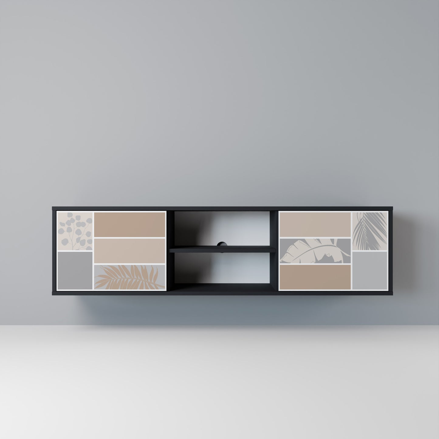 TROPICAL SHAPES Mobile TV a 2 Ante in Finitura Nera