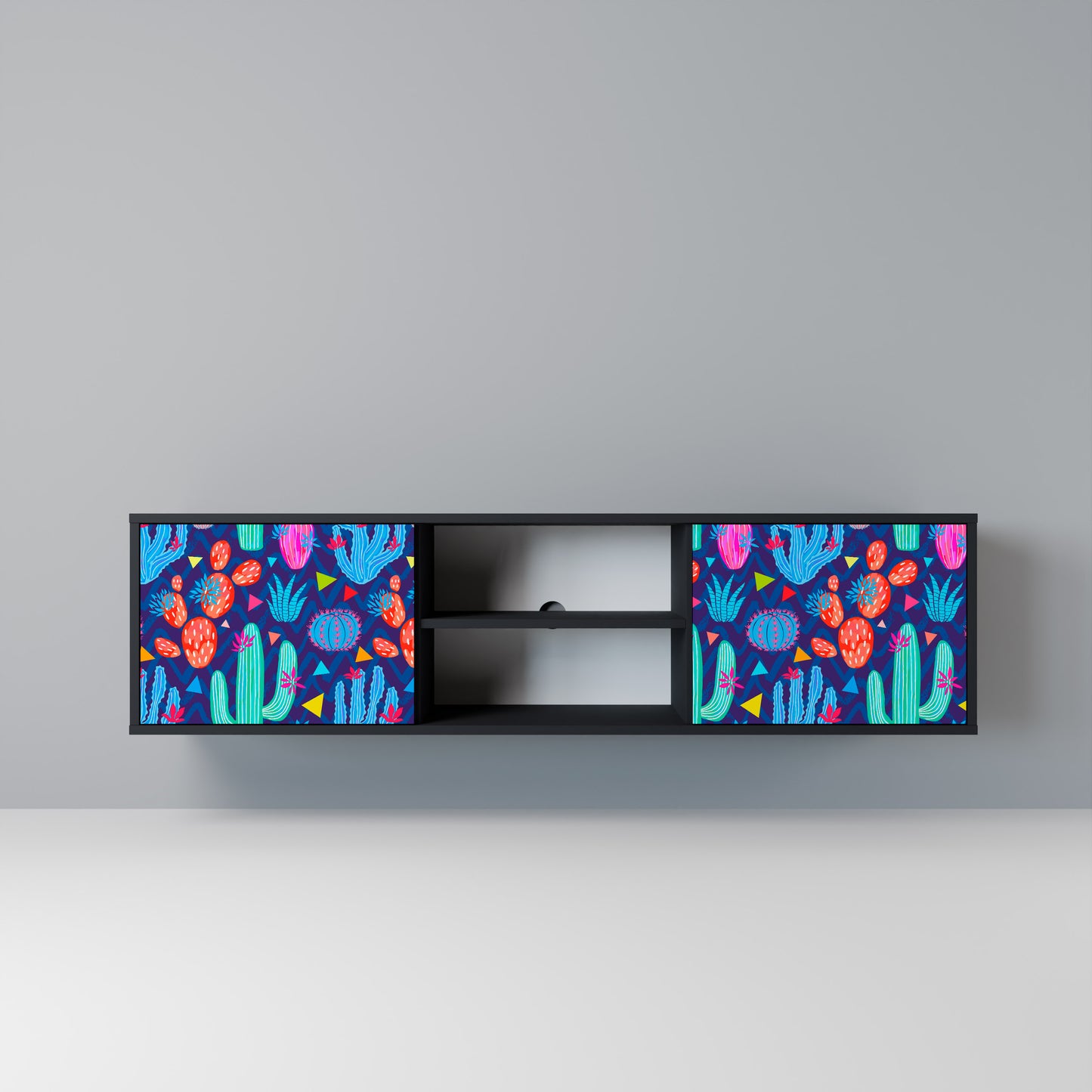 CACTUS VIBES Mobile TV a 2 Ante in Finitura Nera