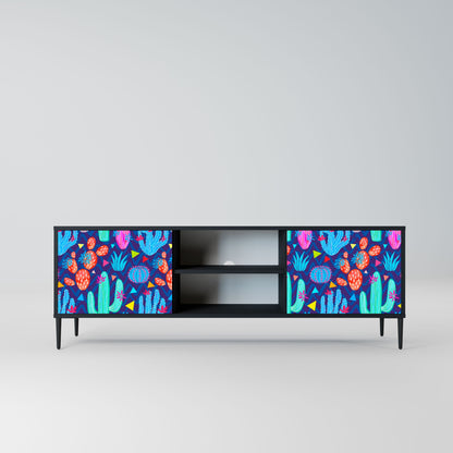 CACTUS VIBES 2-Door TV Stand in Black Finish